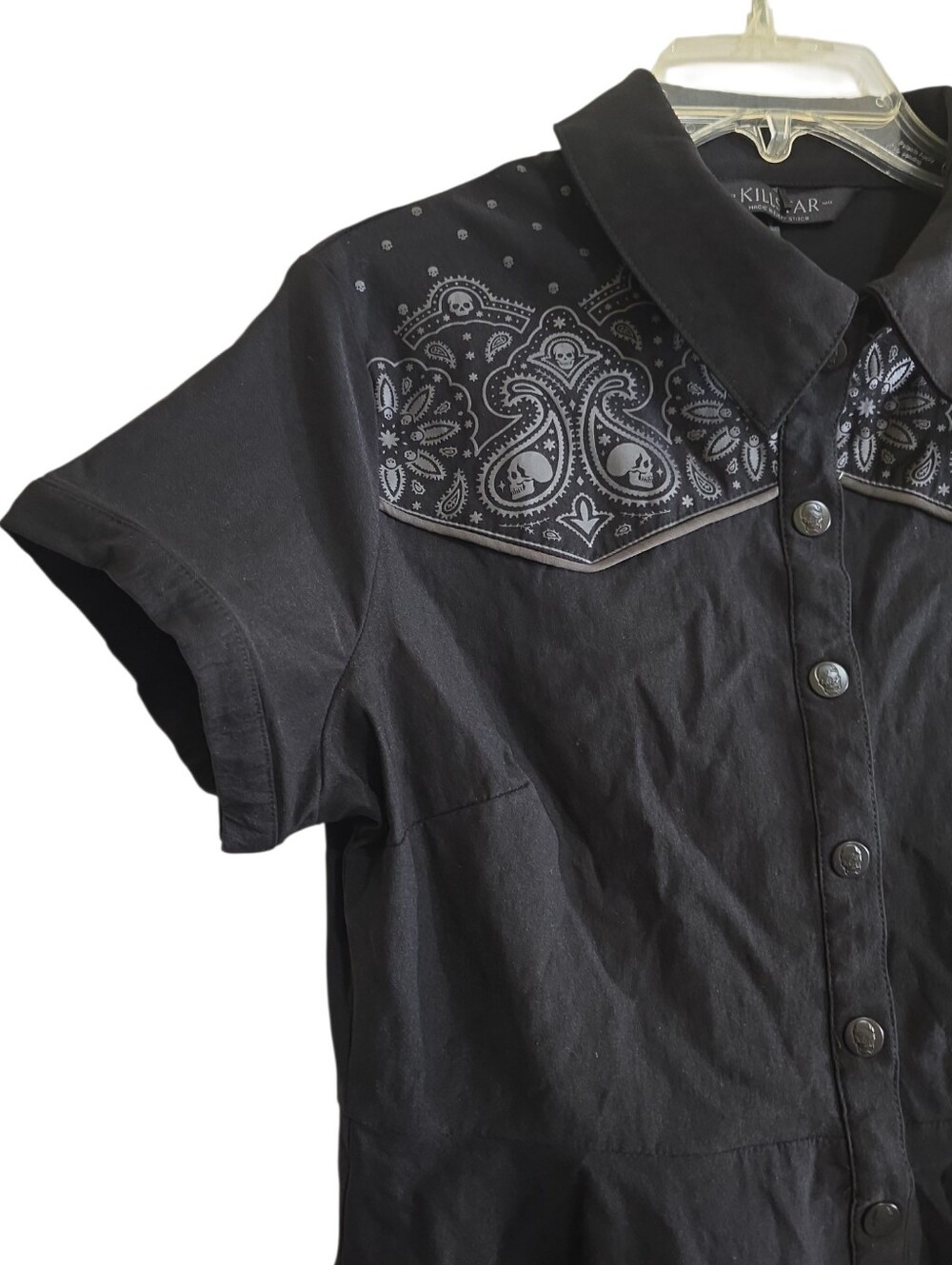 KILLSTAR No Where's Ville Black Skull Mini Dress XL Gothabilly Rockabilly Grunge - Picture 6 of 10